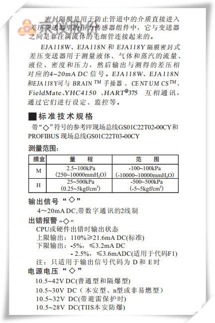 EJA118W、EJA118N和 EJA118Y型